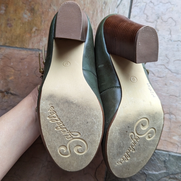 vintage style SEYCHELLES olive green heels 9 - Picture 12 of 12